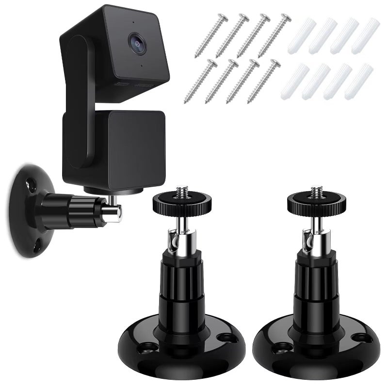 FastSnail Wall Mount Compatible with Wyze Cam Pan & Wyze Cam V3/Ring Camera, Adjustable Indoor Outdoor Mount for Wyze Cam Pan, Wyze Cam Outdoor, Wyze Cam V3/ArloPro/2/3/4/5//Ultra/Ultra 2 Pack Black - Image 1